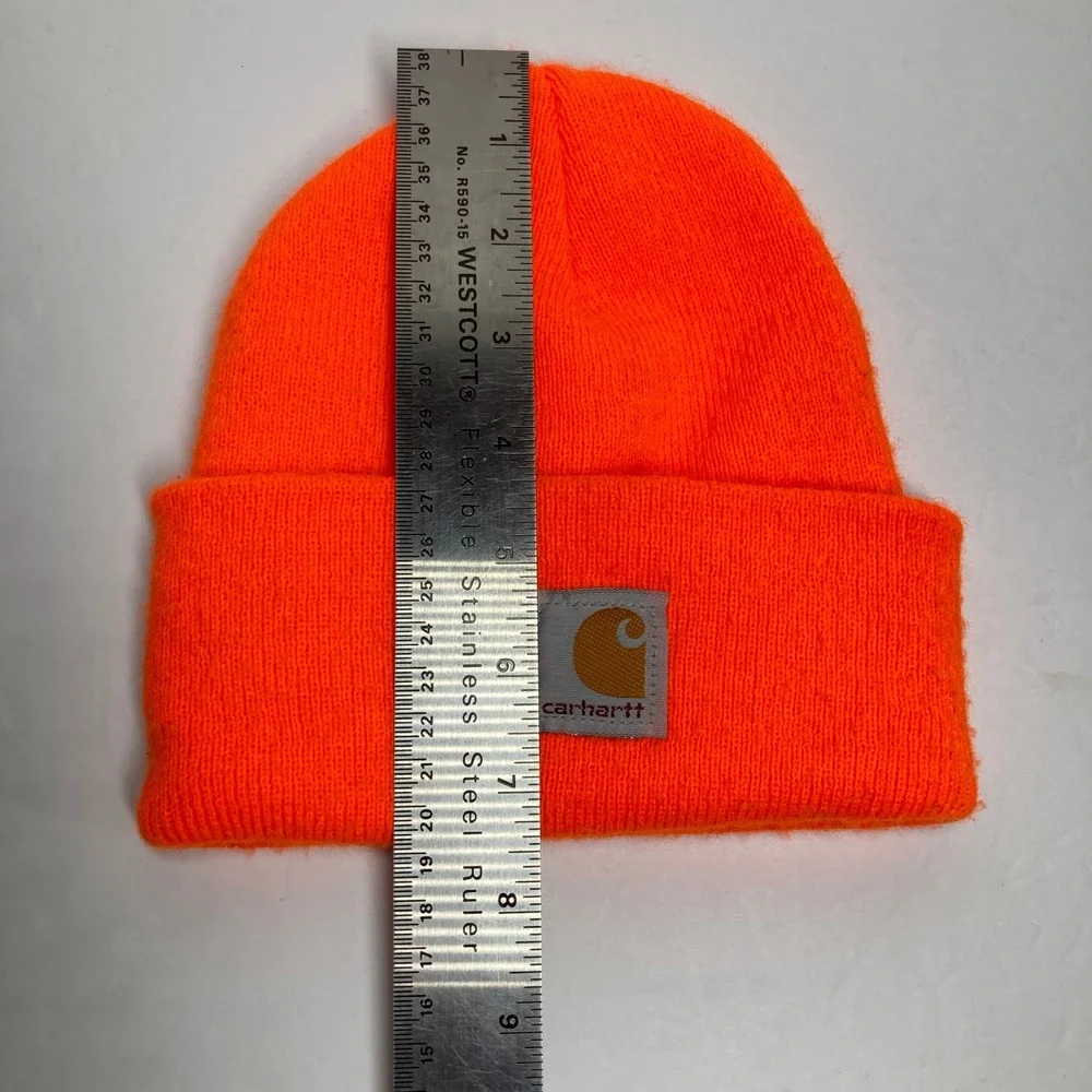 Carhartt Beanie Cap Hat YOUTH Blaze Orange Acrylic Knit Watch Winter Outdoors